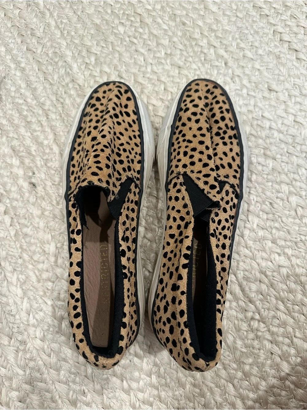 Restricted Tan and Black Cheetah Print Slip-On Espadrilles